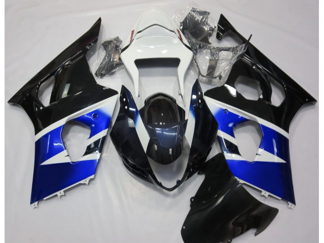 Black Blue and White 2003-2004 GSXR 1000 Motorcycle Fairings