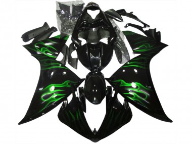 Black & Green Flame 2009-2011 R1 Motorcycle Fairings