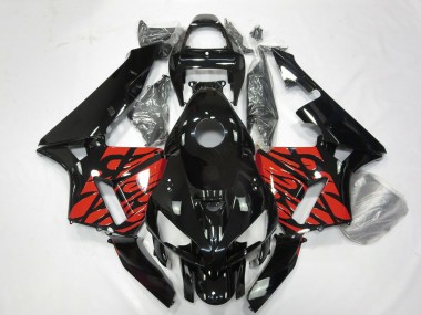 Black and Tribal Red 2005-2006 CBR600RR Motorcycle Fairings