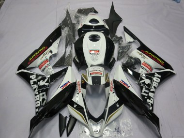 Black and White Playboy 2007-2008 CBR600RR Motorcycle Fairings