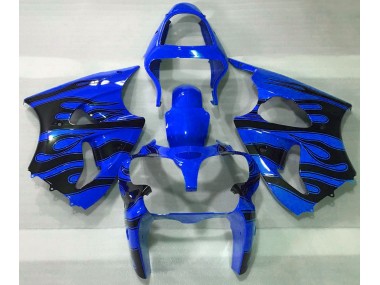 Blue & Black Flame 2000-2002 ZX6R Motorcycle Fairings