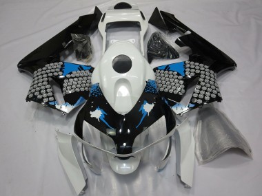 Blue White and Black Splatter 2003-2004 CBR600RR Motorcycle Fairings