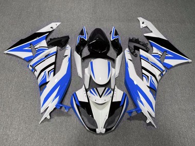 Blue White and Black Zag 2009-2012 ZX6R Motorcycle Fairings