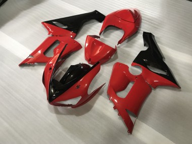 Custom Red and Black 2005-2006 ZX6R Motorcycle Fairings