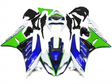 Deep Blue Green and White 2009-2012 ZX6R Motorcycle Fairings