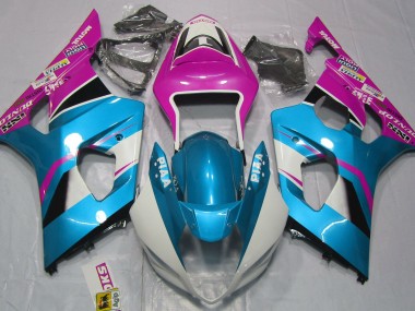 Gloss Blue and Pink 2003-2004 GSXR 1000 Motorcycle Fairings