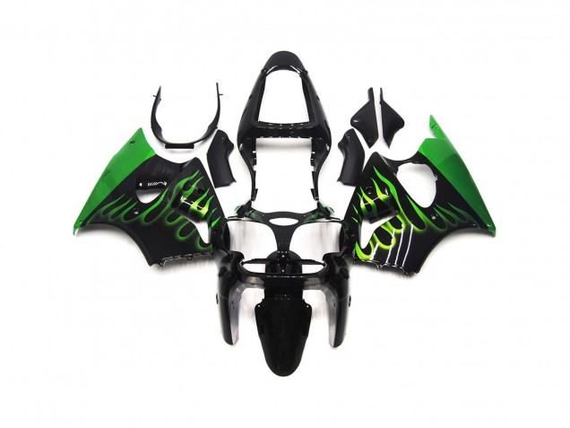 Gloss Green Flame Plain 2000-2002 ZX6R Motorcycle Fairings