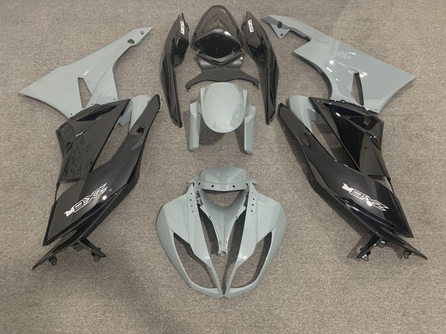 Gloss Grey and Black 2009-2012 ZX6R Motorcycle Fairings