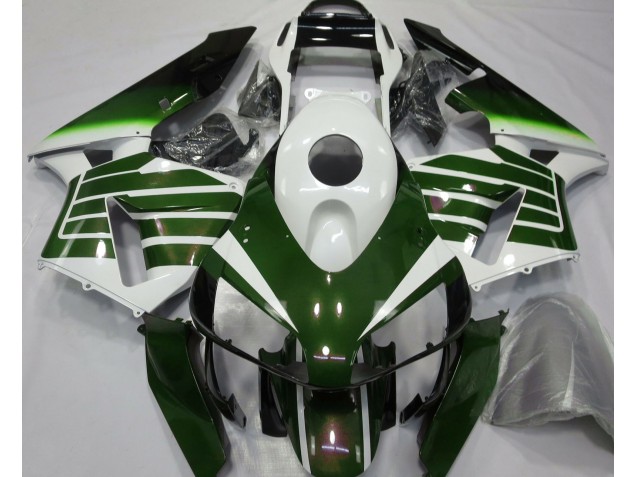 Gloss White & Green Fade 2003-2004 CBR600RR Motorcycle Fairings