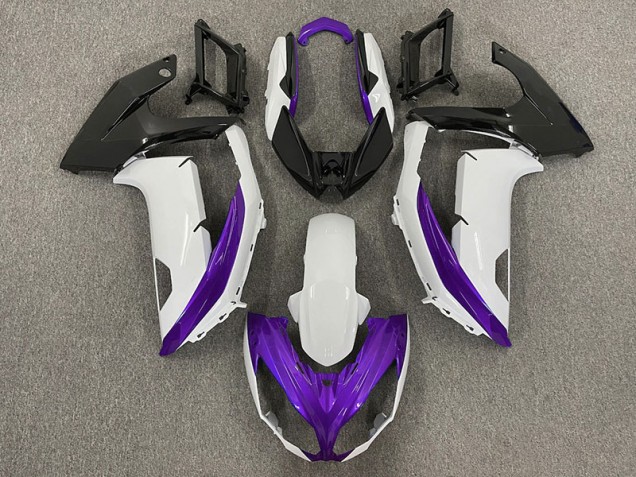 Gloss White & Purple 2012-2016 Ninja 650R Motorcycle Fairings