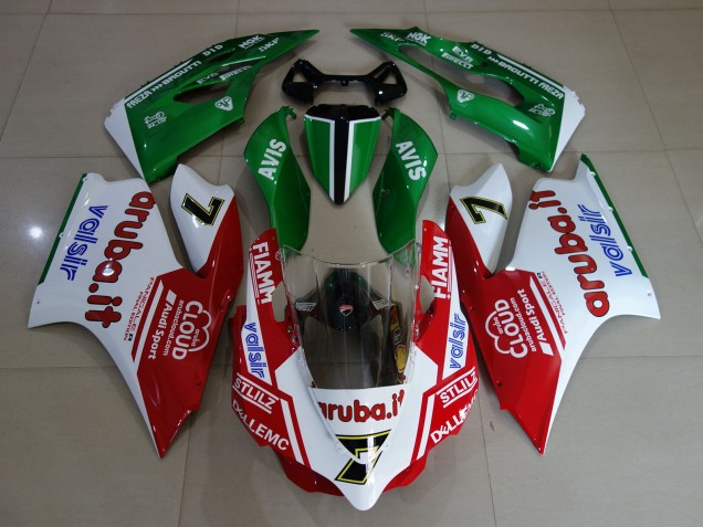 Gloss White / Red / Green 2011-2014 Ducati 1199 Motorcycle Fairings