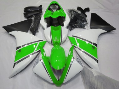 Gloss White and Green 2009-2011 R1 Motorcycle Fairings