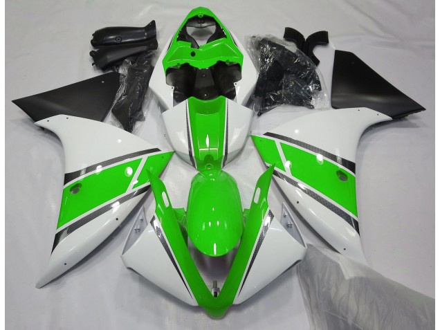 Gloss White and Green 2009-2011 R1 Motorcycle Fairings