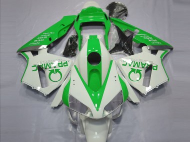 Gloss White and Green PRAMAC 2003-2004 CBR600RR Motorcycle Fairings