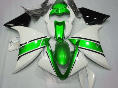 Gloss White and Metallic Green 2009-2011 R1 Motorcycle Fairings