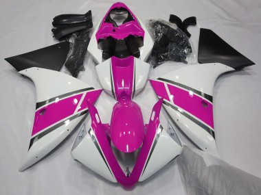 Gloss White and Pink 2009-2011 R1 Motorcycle Fairings