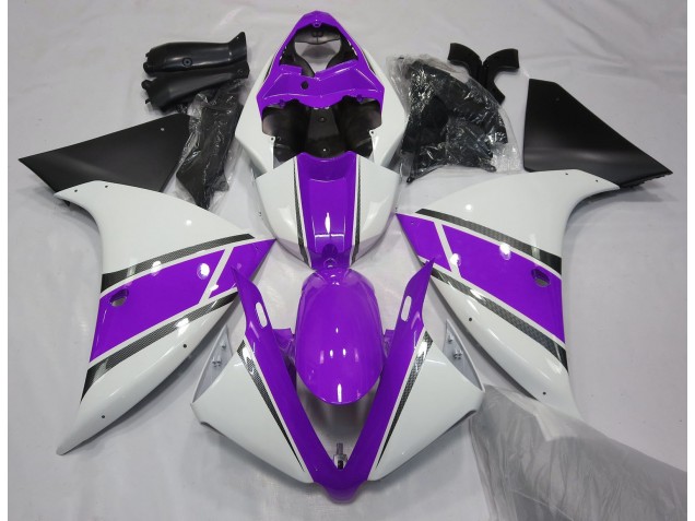 Gloss White and Purple 2009-2011 R1 Motorcycle Fairings