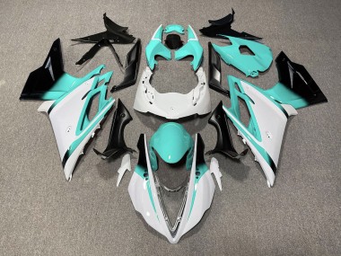 Gloss White and Teal 2013-2016 Daytona 675 Motorcycle Fairings