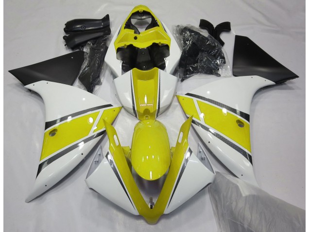 Gloss White and Yellow 2009-2011 R1 Motorcycle Fairings