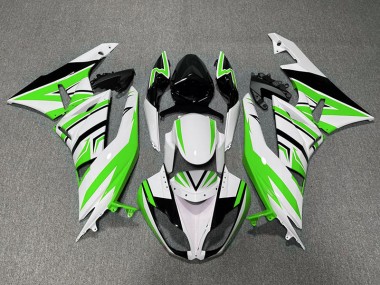 Green White and Black Zag 2009-2012 ZX6R Motorcycle Fairings