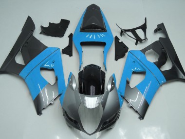 Light Blue Silver and Black 2003-2004 GSXR 1000 Motorcycle Fairings