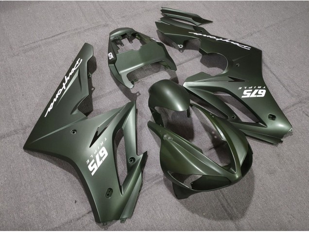 Matte Green White 2009-2012 Daytona 675 Motorcycle Fairings