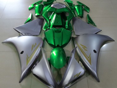 Matte Silver & Green 2009-2011 R1 Motorcycle Fairings