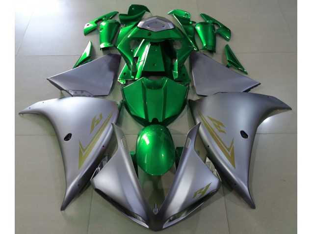 Matte Silver & Green 2009-2011 R1 Motorcycle Fairings