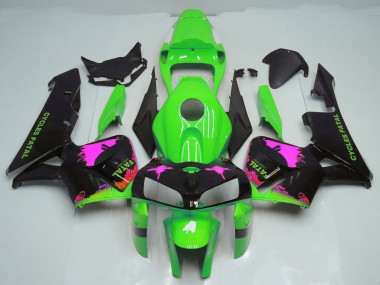 Pink Splatter on Green 2005-2006 CBR600RR Motorcycle Fairings