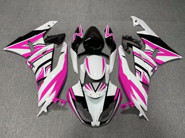 Pink White and Black Zag 2009-2012 ZX6R Motorcycle Fairings