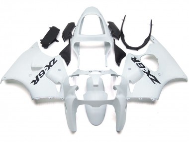 Plain Gloss White With Logo 2000-2002 ZX6R Motorcycle Fairings