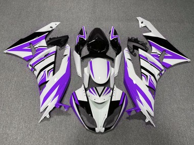 Purple White and Black Zag 2009-2012 ZX6R Motorcycle Fairings