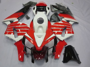 Red and White Large Stripe 2005-2006 CBR600RR Motorcycle Fairings