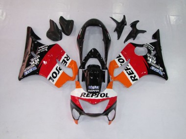 Repsol Red Orange and Black 1999-2000 CBR600 F4 Motorcycle Fairings