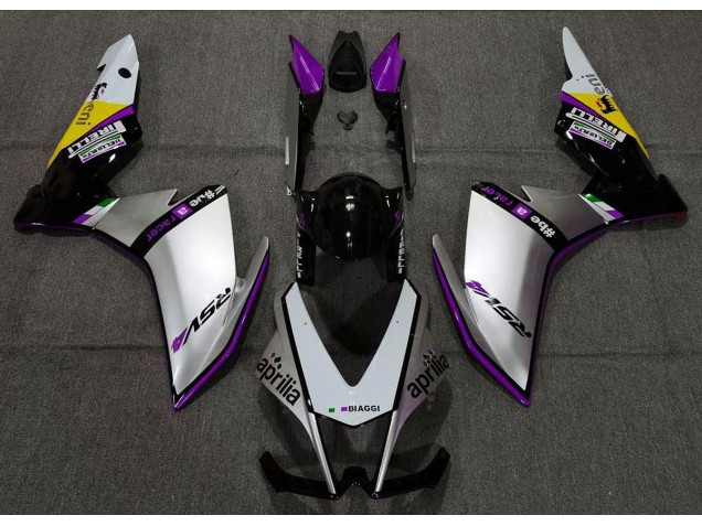 Silver Pirelli & Purple 2010-2015 RSV4 1000 Motorcycle Fairings