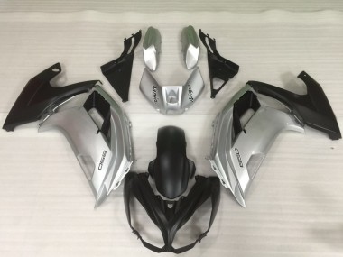 Silver and Black 2012-2016 Ninja 650R Motorcycle Fairings