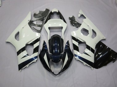 White and Black 2003-2004 GSXR 1000 Motorcycle Fairings