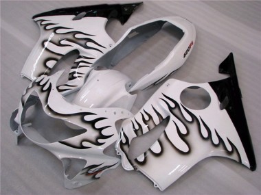 White and Black Flames 1999-2000 CBR600 F4 Motorcycle Fairings