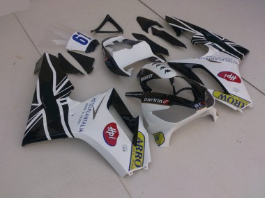 White and Black with Flag 2006-2008 Daytona 675 Motorcycle Fairings