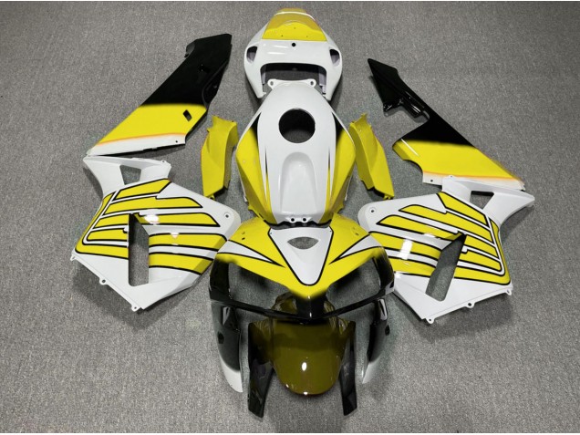 Yellow and White Wings 2005-2006 CBR600RR Motorcycle Fairings